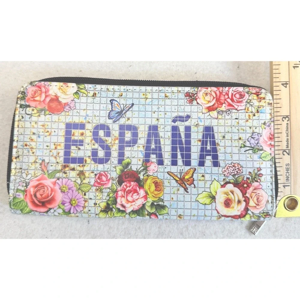 Helen‎ Rudin España Floral Zip Around Wallet Butterfly Travel Souvenir Organizer